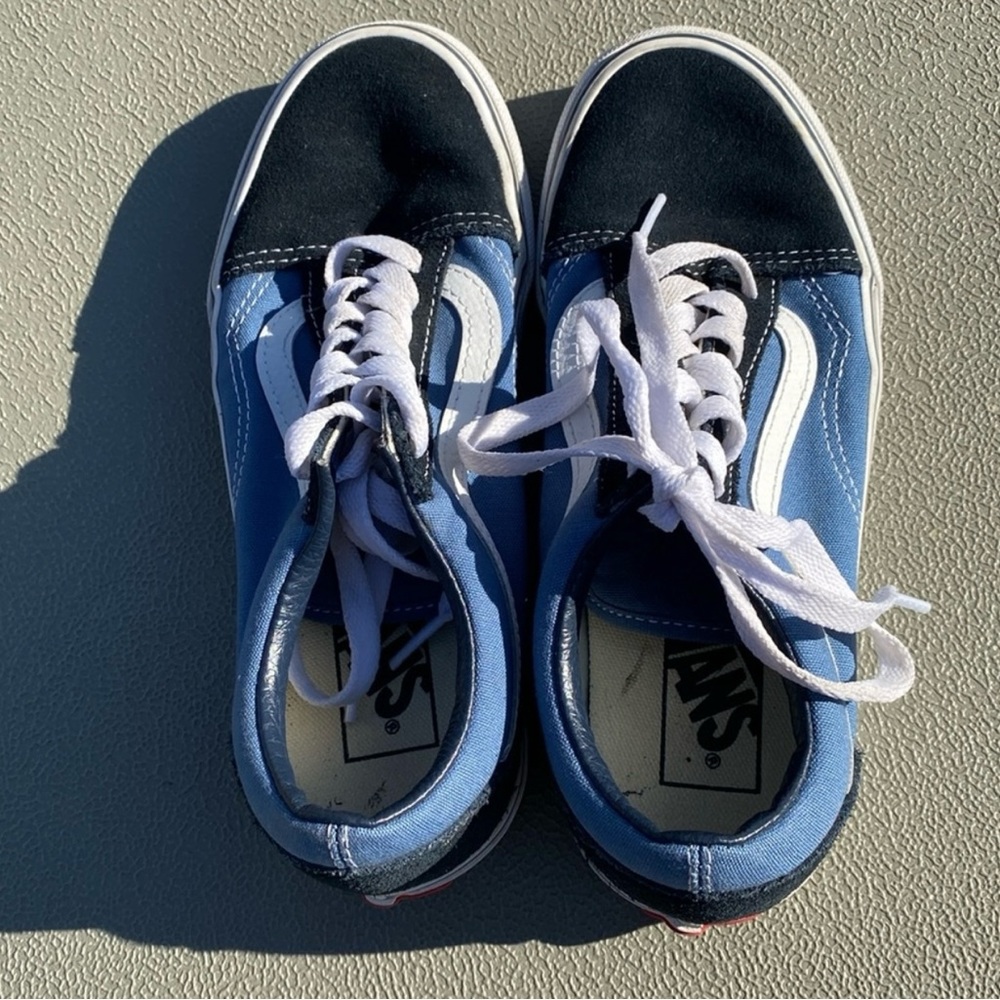 Old Skool Vans blue, black and white. Size 5 men’s, Size 6.5 women’s